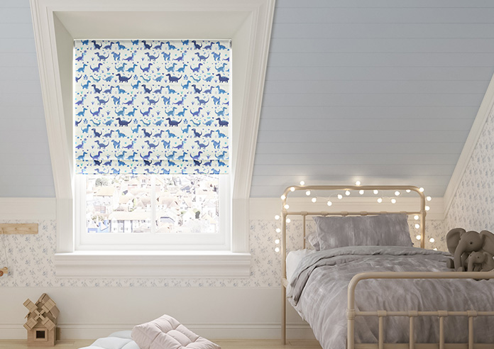 Dino Land, Blue Denim - Roman Blind - Image 3